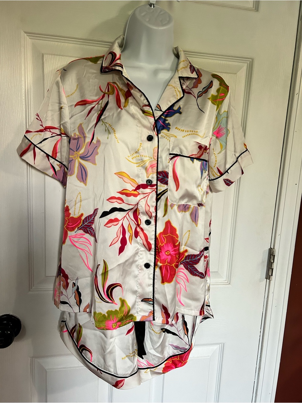 Stars Above Floral Short Pajama Set - White Multi Size XS - Picture 2 of 4